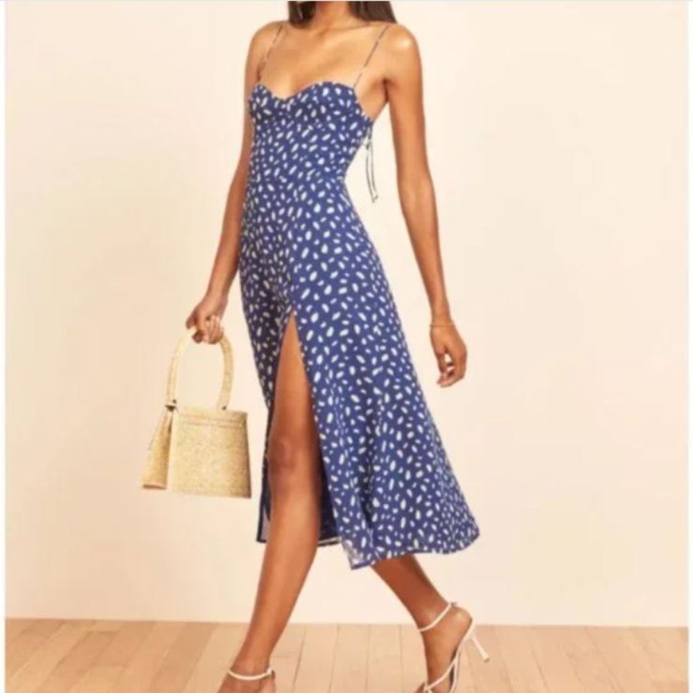 Reformation Juliette Dress in size 6 (BLUE PRINT - MORAY)